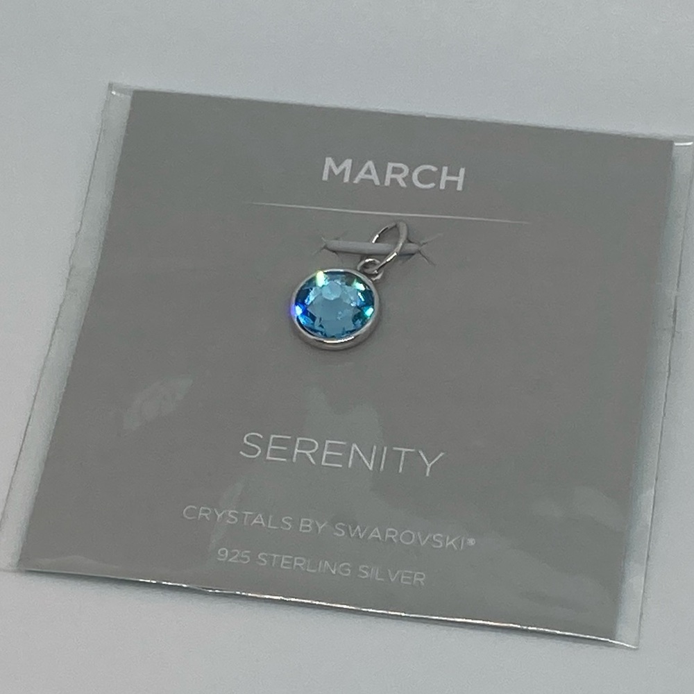 Origami Owl 925 Sterling & Light Blue Swarovski Crystal Pendant Charm | 14mm